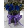 Шляпная коробка 15 синих роз с оформлением R187